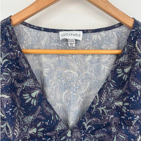 Lucy Paris Lucraissa Puff Sleeve V-Neck Tiered Dress Size XS - Picture 7 of 7